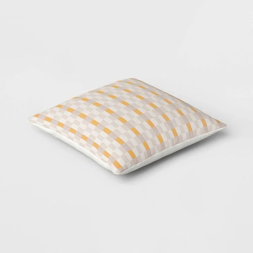 Threshold - Oversized Woven Linework Square Throw Pillow Gold/ Gold/Neutral